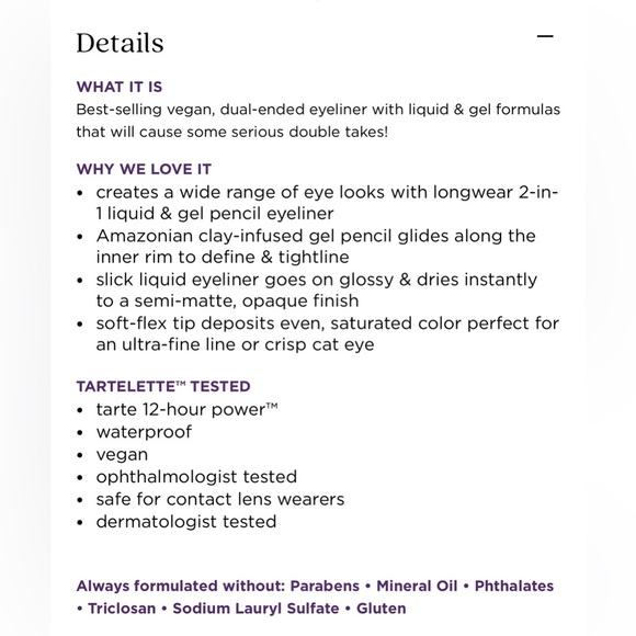 Tarte Double Take Eyeliner in Black - Dual Ended Full Size - Picture 10 of 16